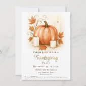 ハーベストカボチャ感謝祭ディナー | ヘビーホワイト 招待状 (正面)