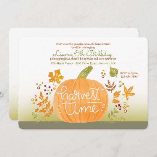 ハーベストタイムのカボチャ 招待状 (正面/裏面)