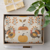 ハーベストターキーアンドパンプキンフォークアートサンクスギビング 薄葉紙 (ギフト)