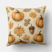 ハーベストドゥードルデライト | かわいい秋のパターン投げ クッション (裏面)