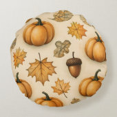 ハーベストドゥードルデライト | かわいい秋のパターン投げ ラウンドクッション (裏面)