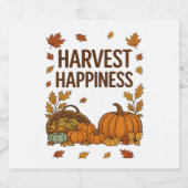 ハーベストハピネス – 秋カボチャ&紅葉D スパークリングワインラベル (シングルラベル)