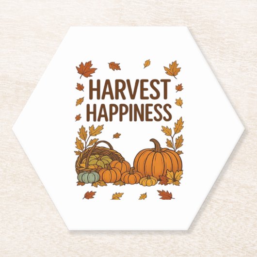 ハーベストハピネス – 秋カボチャ&紅葉D ペーパーコースター (正面)
