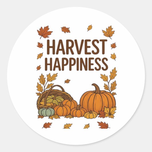 ハーベストハピネス – 秋カボチャ&紅葉D ラウンドシール (正面)