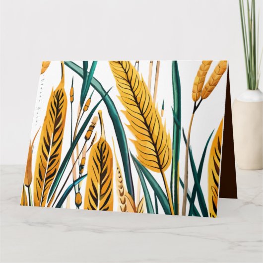 ハーベストハーモニー：白いキャンバスに浮かぶ小麦の模様 カード (正面)