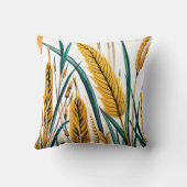 ハーベストハーモニー: 白いキャンバスに浮かぶ小麦の模様 クッション (裏面)