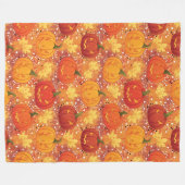 ハーベストパンプキンオータム紅葉コージーハロウィーン フリースブランケット (正面(横))