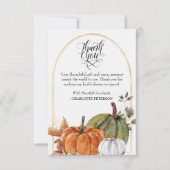 ハーベストパンプキンサンクスギビングテーマブライダルシャワー サンキューカード (正面)