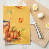 ハーベストパンプキンパッチ – 秋レインブーツ キッチンタオル (四つ折り)