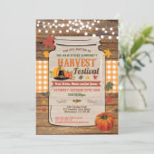 ハーベストフェスティバル素朴な木のメイスンジャーのパーティー 招待状 (スタンド正面)