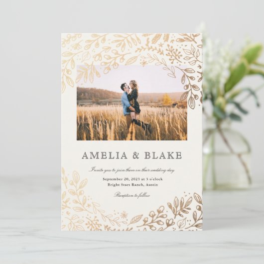 ハーベストフラワーフォト結婚式招待状 招待状 (スタンド正面)