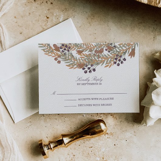 ハーベストベリーリースウェディングRSVP応答 出欠カード