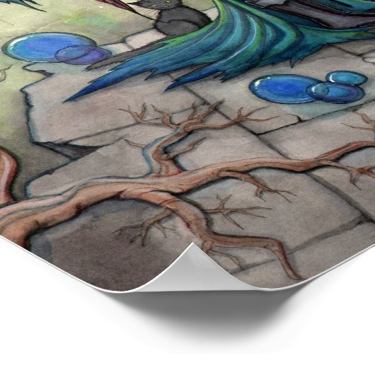 ハーベストムーンゴシック様式のファンタジーフェアリーアート ポスター (角)