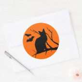 ハーベストムーンステッカーのハロウィーン猫 ラウンドシール (封筒)