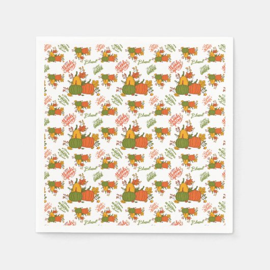 ハーベスト感謝祭紙 スタンダードカクテルナプキン (正面)