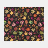 ハーベスト秋紅葉パターン(黒) フリースブランケット (正面(横))