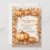 ハーベスト素朴カボチャ感謝祭ディナー 招待状 (正面)