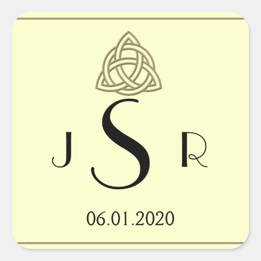 ハーベスト金ゴールドケルト結び目模様モノグラムシール スクエアシール (正面)