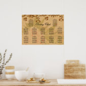 ハーベスト金ゴールド牡丹パタ結婚ーンBohoの座席 ポスター (キッチン)