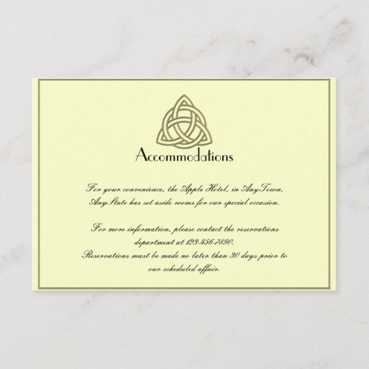 ハーベスト金ゴールド結婚ケルト結び目模様の挿入 エンクロージャーカード (正面)