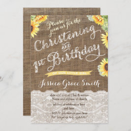 ハーベスト《キリスト教》洗礼式や命名式と女の子のための最初の誕生日 招待状