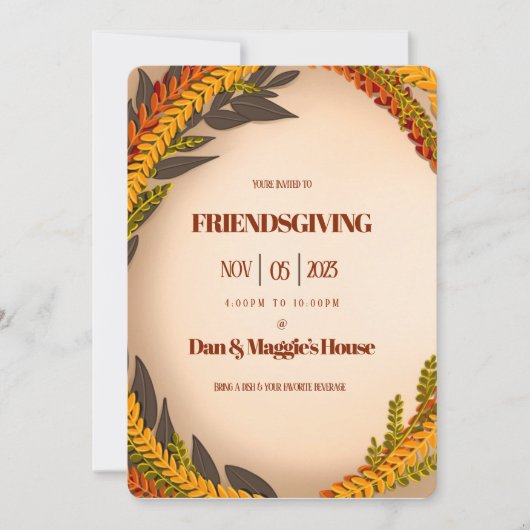 ハーベスト、サイズ：5" x 7"、紙：マット、封筒付き 招待状 (正面)