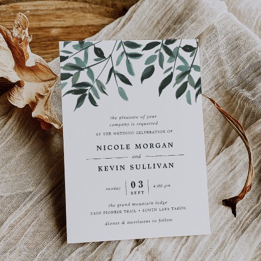 ハーベスト セージ | 水彩 結婚式招待状 招待状