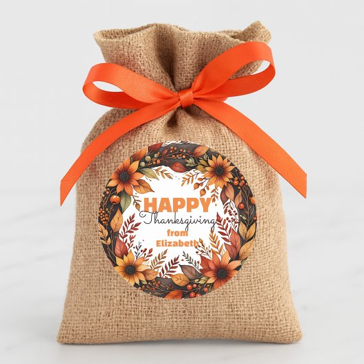 ハーベスト フラワーズ ウォーターカラー サンクスギビング リース ラウンドシール