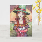 ハーベスト・ムーンライズの魔女と猫のカード カード (黄色い花)