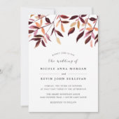 ハーベスト | 水彩の葉の結婚式の招待状 招待状 (正面)