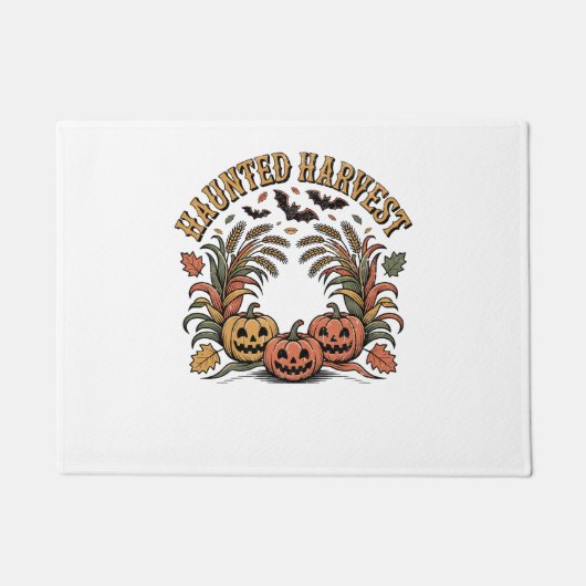 ハーベ幽霊のよく出るストレトロハロウィーンパンプキン ドアマット (正面)