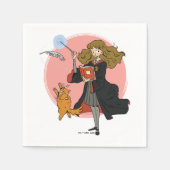 ハーマイオニーとクロクシャンクスWingardium Leviosa スタンダードカクテルナプキン (正面)