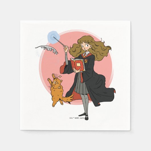 ハーマイオニーとクロクシャンクスWingardium Leviosa スタンダードカクテルナプキン (正面)