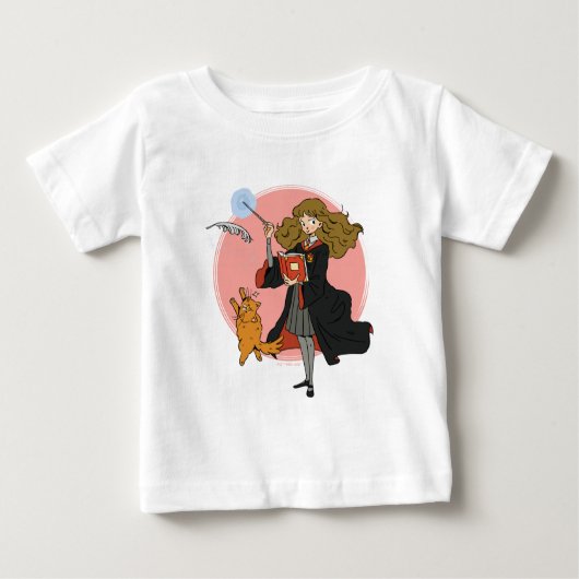 ハーマイオニーとクロクシャンクスWingardium Leviosa ベビーTシャツ (正面)