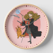 ハーマイオニーとクロクシャンクスWingardium Leviosa 壁時計 (正面)