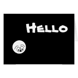 ハーマンが「HELLO」と言う白黒グリーティングカード