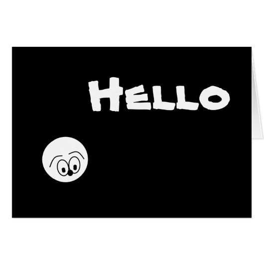 ハーマンが「HELLO」と言う白黒グリーティングカード (正面横)