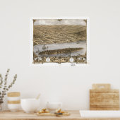 ハーマンミズーリ1869アンティークパノラママップ ポスター (キッチン)