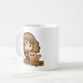 ハーメィオネとクロウシャンクスの漫画 コーヒーマグカップ (正面左)