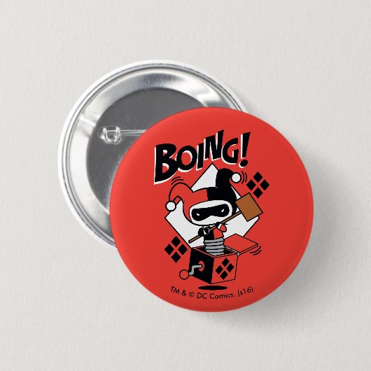 ハーメルン付きのちびハーリー・クイン・イン・ア・ボックス 缶バッジ (正面&裏面)