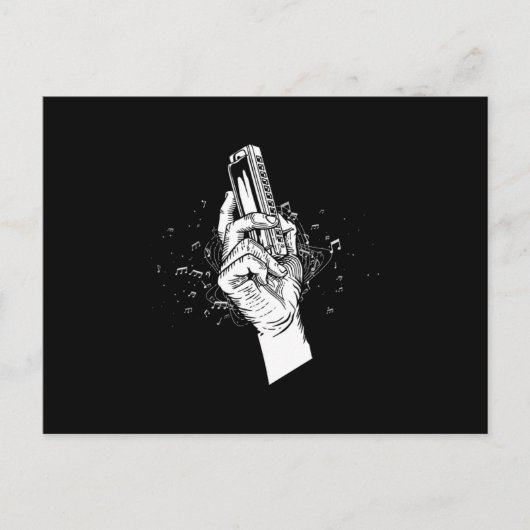 ハーモニカブルースマウスオルガンアコースティック楽器ギ ポストカード (正面)