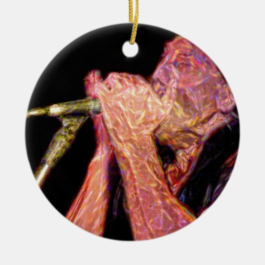 ハーモニカプレーヤー芸術的な版ミュージシャン セラミックオーナメント (正面)