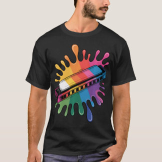 ハーモニカ奏者のためのおもしろいハーモニカアート Tシャツ
