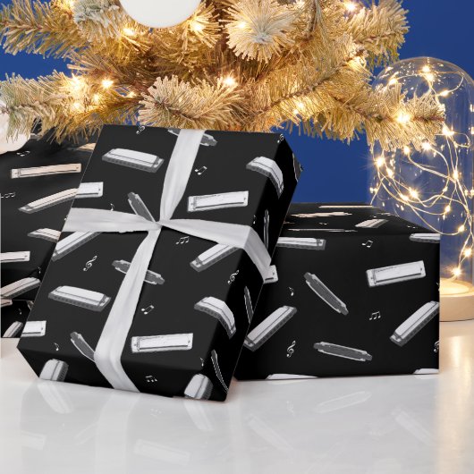 ハーモニカ奏者 ラッピングペーパー (クリスマス)