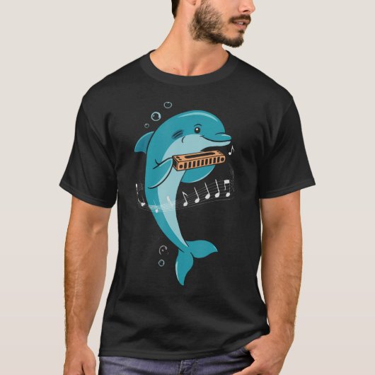 ハーモニカ奏者 動物 音楽 楽器 ジャズ Tシャツ (正面)