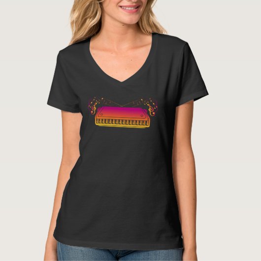 ハーモニカ奏者 楽器 ハーモニカ 口笛 Tシャツ (正面)