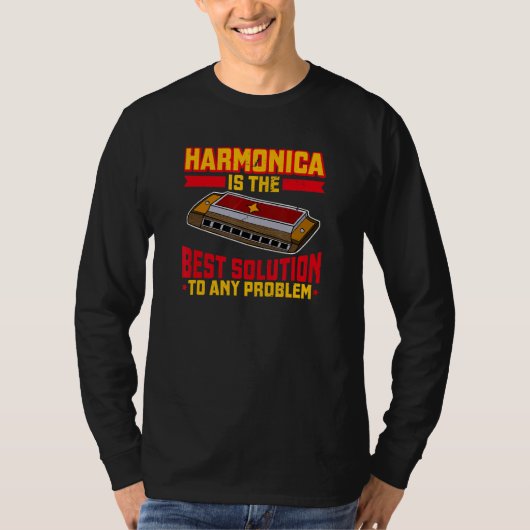 ハーモニカ楽器音楽ミュージシャンプレイヤー17 Tシャツ (正面)