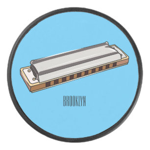 ハーモニカ漫画イラストレーション アイスホッケーパック