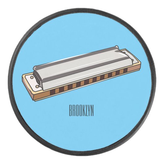 ハーモニカ漫画イラストレーション アイスホッケーパック (正面)