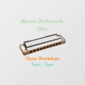 ハーモニカ漫画イラストレーション ウィンドウサイン (シート)